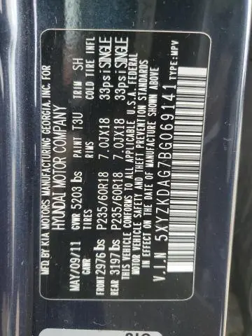 2011 HYUNDAI SANTA FE LIMITED  