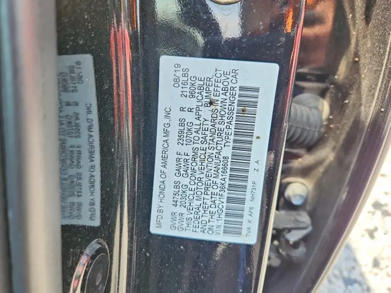2019 HONDA ACCORD SPORT  