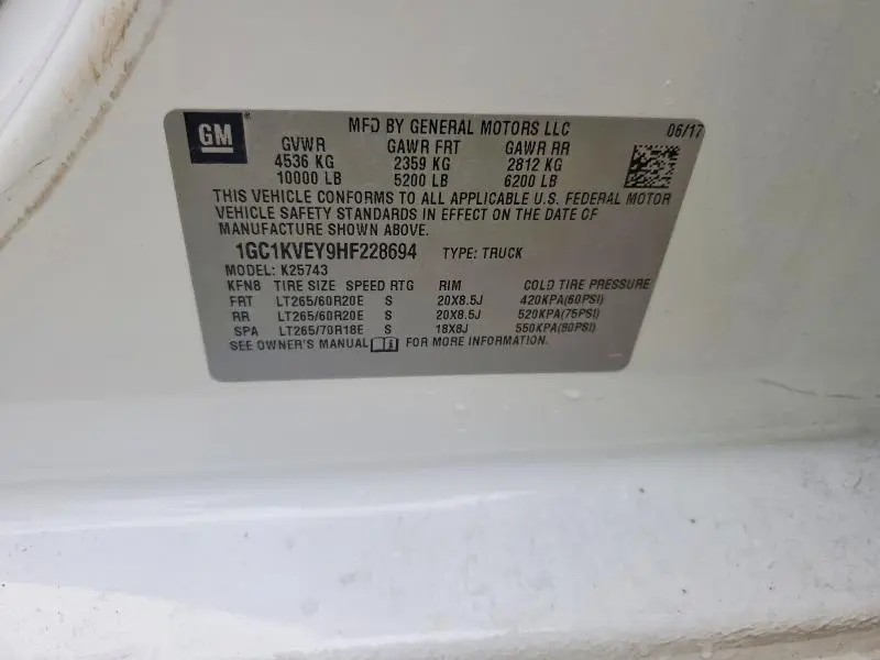 2017 CHEVROLET SILVERADO K2500 HEAVY DUTY LT  