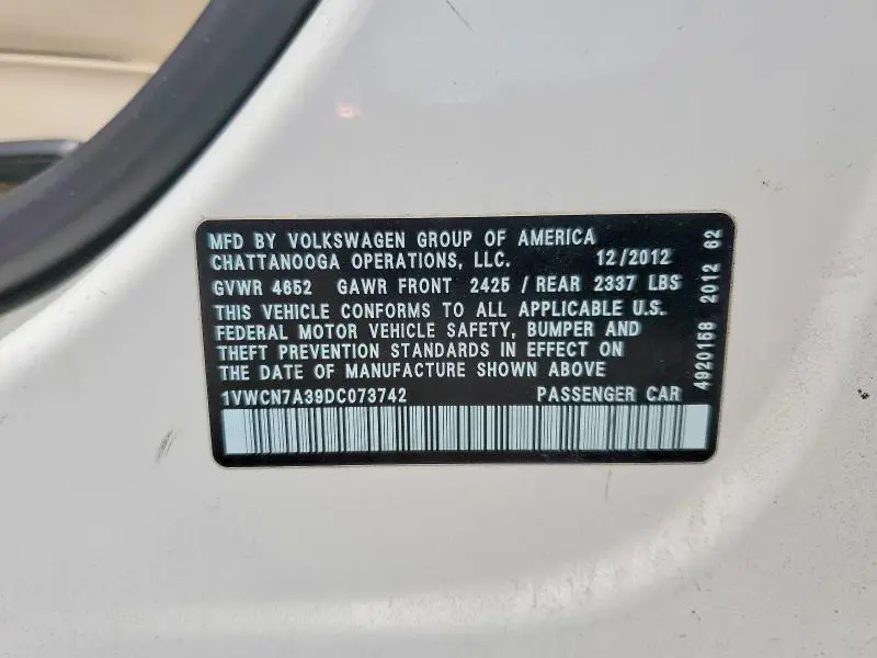 2013 VOLKSWAGEN PASSAT SEL  