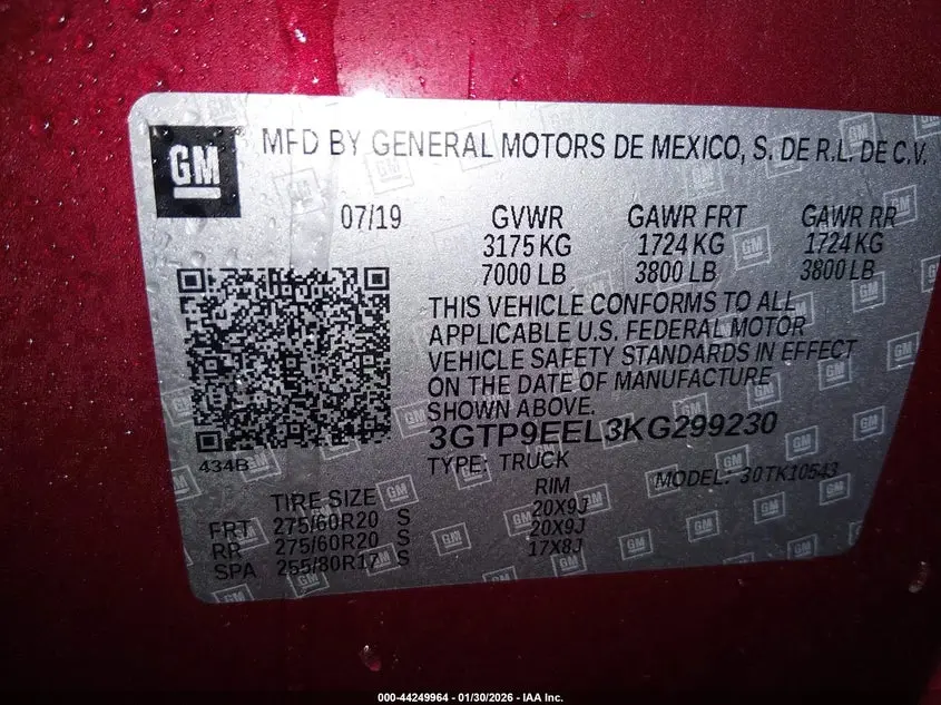 2019 GMC SIERRA 1500 AT4