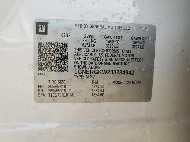 2018 CHEVROLET TRAVERSE LT  