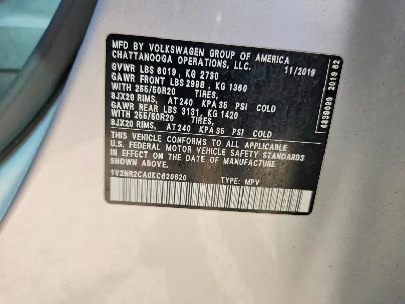 2019 VOLKSWAGEN ATLAS SEL PREMIUM  
