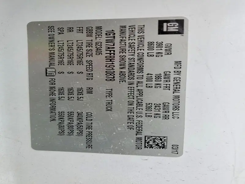 2017 GMC SAVANA G2500  