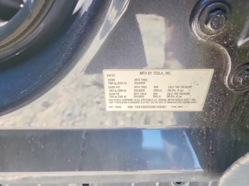 2022 TESLA MODEL Y   
