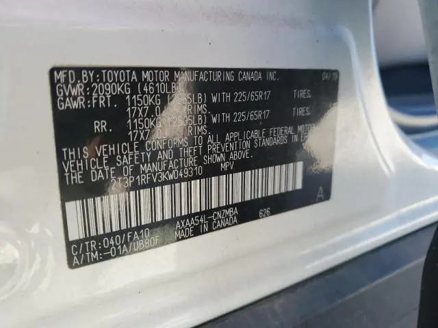 2019 TOYOTA RAV4 XLE