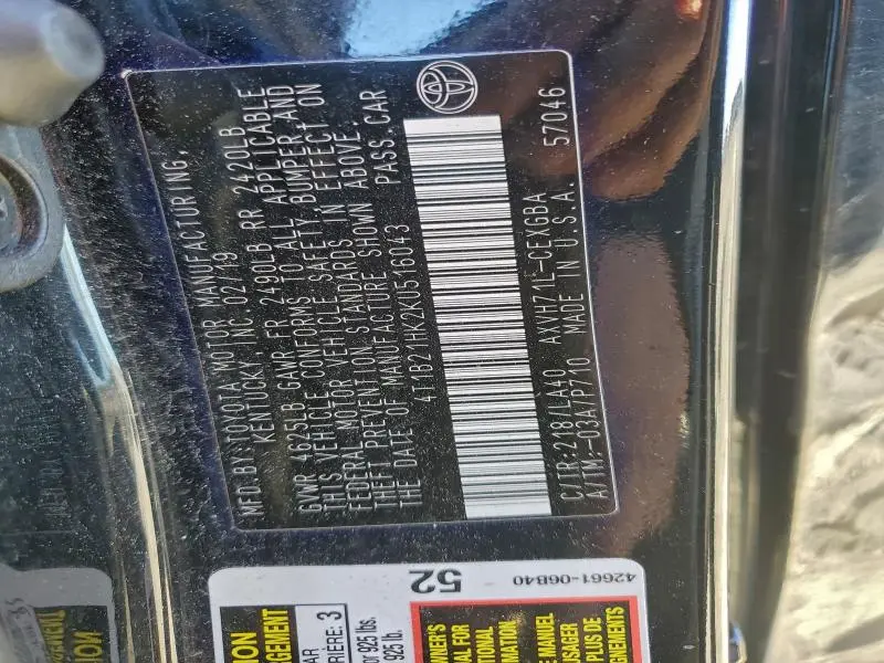 2019 TOYOTA CAMRY HYBRID  