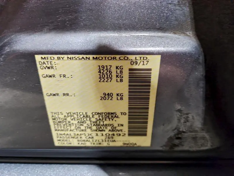 2018 NISSAN ALTIMA 2.5  