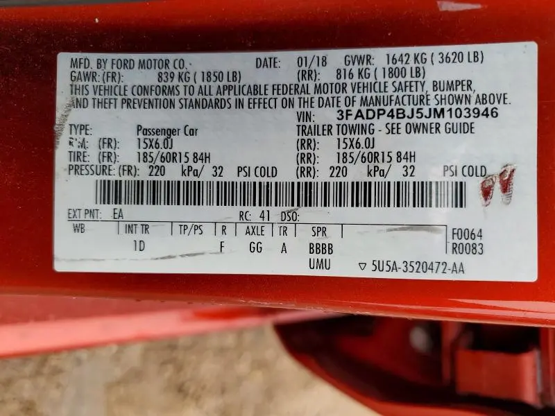 2018 FORD FIESTA SE  