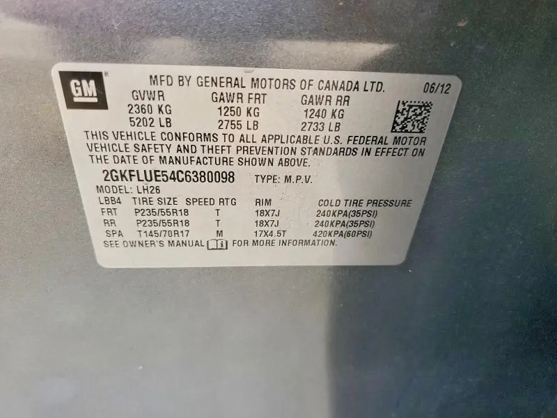 2012 GMC TERRAIN SLT  