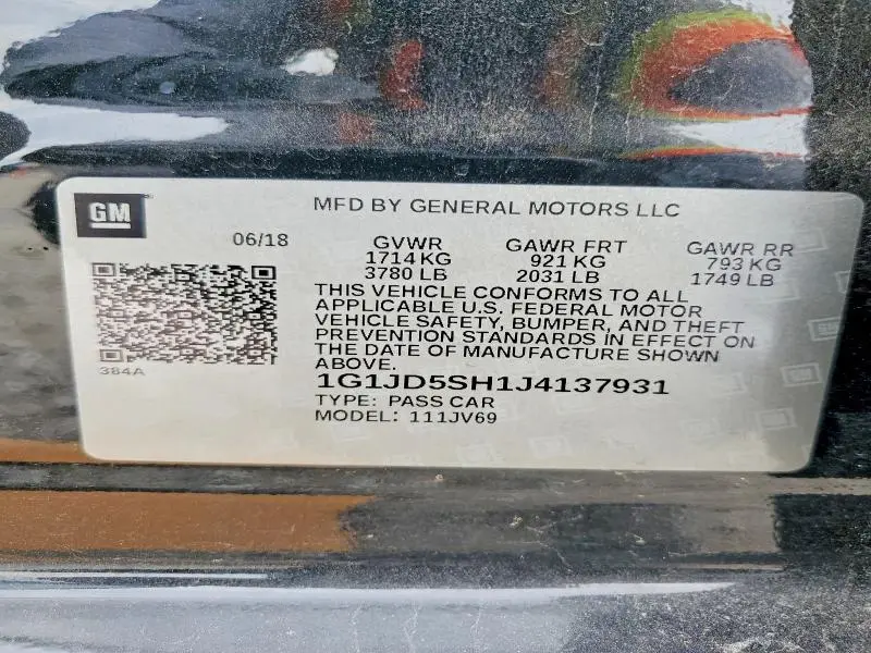2018 CHEVROLET SONIC LT  