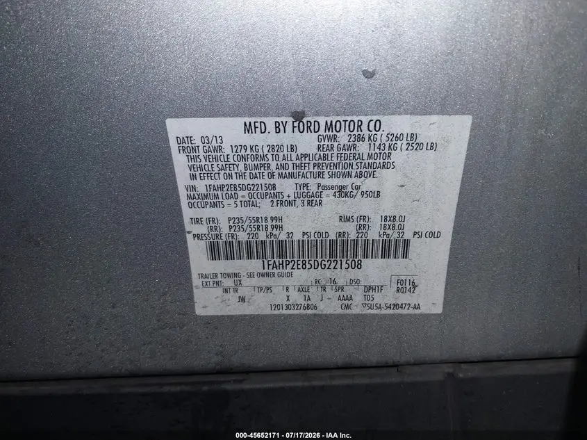 2013 FORD TAURUS SEL