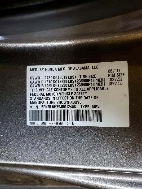 2018 HONDA ODYSSEY EXL  