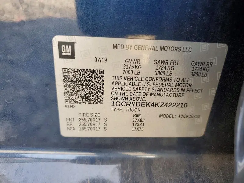 2019 CHEVROLET SILVERADO K1500 LT  