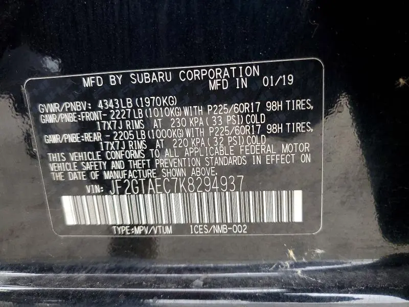 2019 SUBARU CROSSTREK PREMIUM  