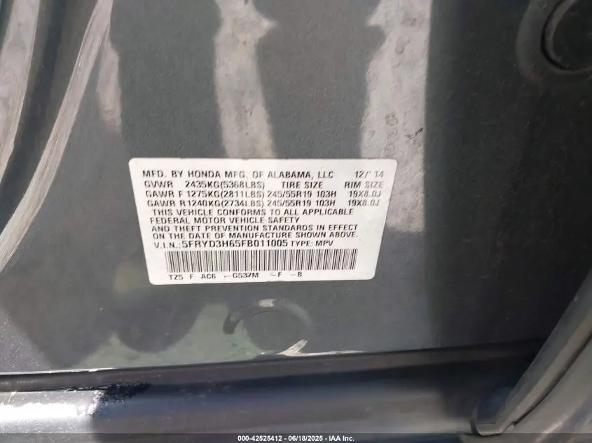 2015 ACURA MDX TECHNOLOGY PKG W/ENTERTAINMENT PKG