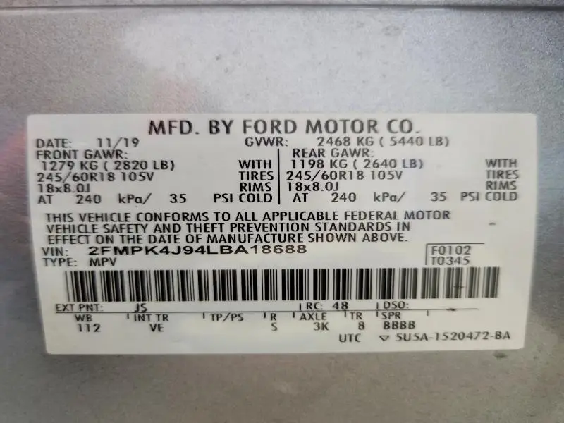 2020 FORD EDGE SEL  