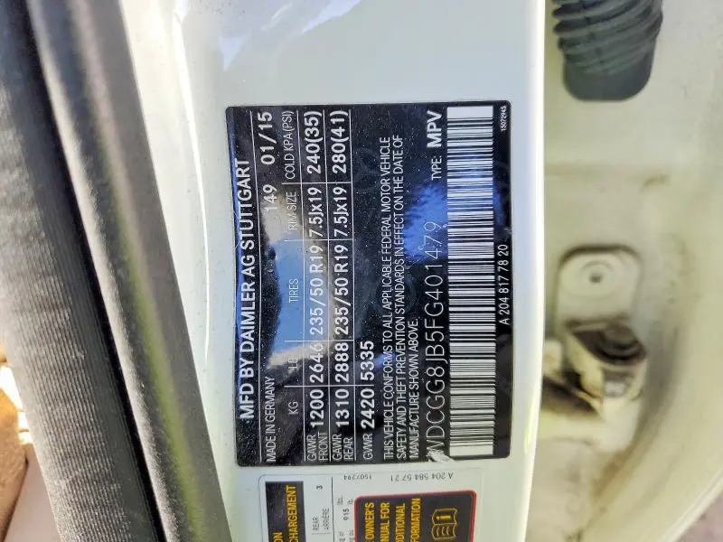 2015 MERCEDES-BENZ GLK 350 4MATIC  