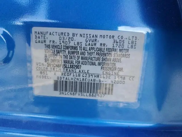 2020 NISSAN VERSA SR  