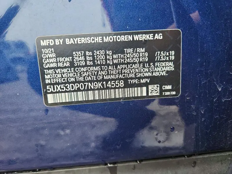 2022 BMW X3 XDRIVE30I  