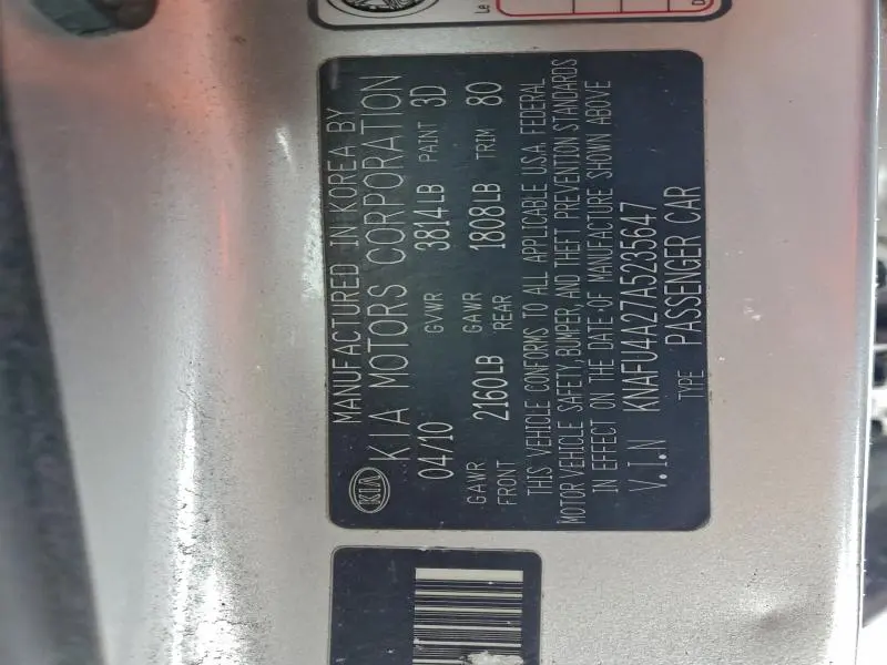 2010 KIA FORTE EX  