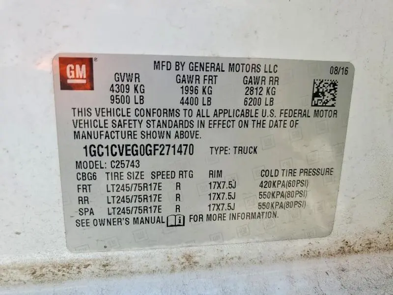 2016 CHEVROLET SILVERADO C2500 HEAVY DUTY LT  