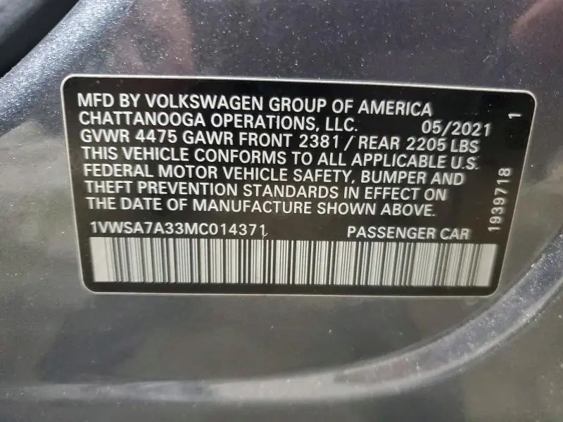 2021 VOLKSWAGEN PASSAT SE  