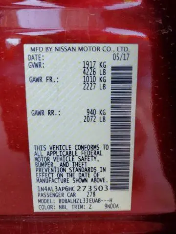 2017 NISSAN ALTIMA 2.5  