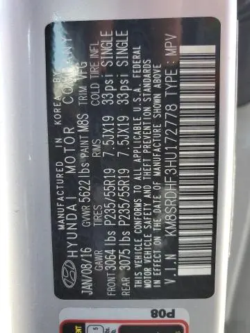 2017 HYUNDAI SANTA FE SE ULTIMATE
