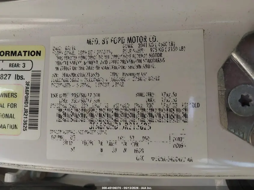 2018 FORD FUSION SE