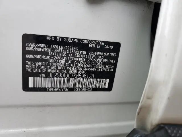 2019 SUBARU FORESTER LIMITED  