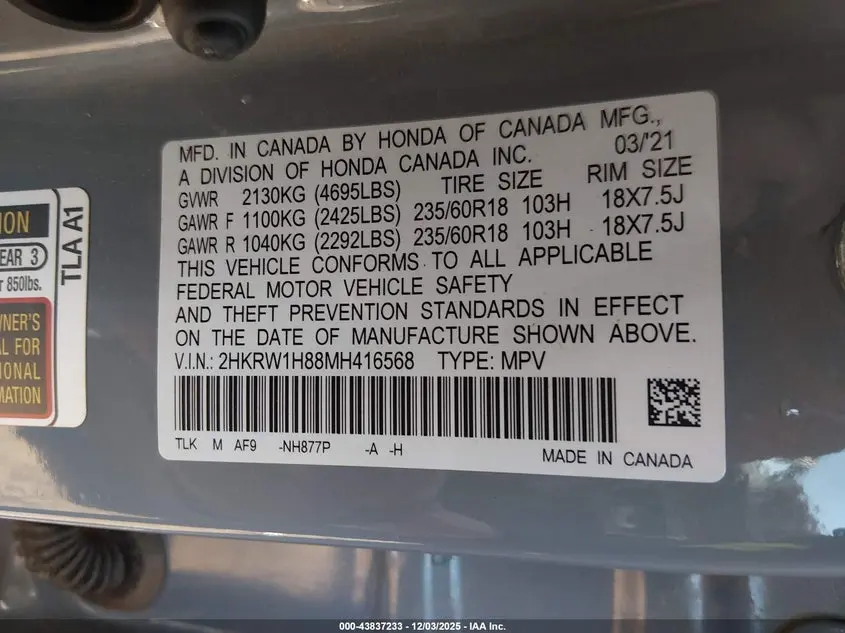 2021 HONDA CR-V 2WD EX-L