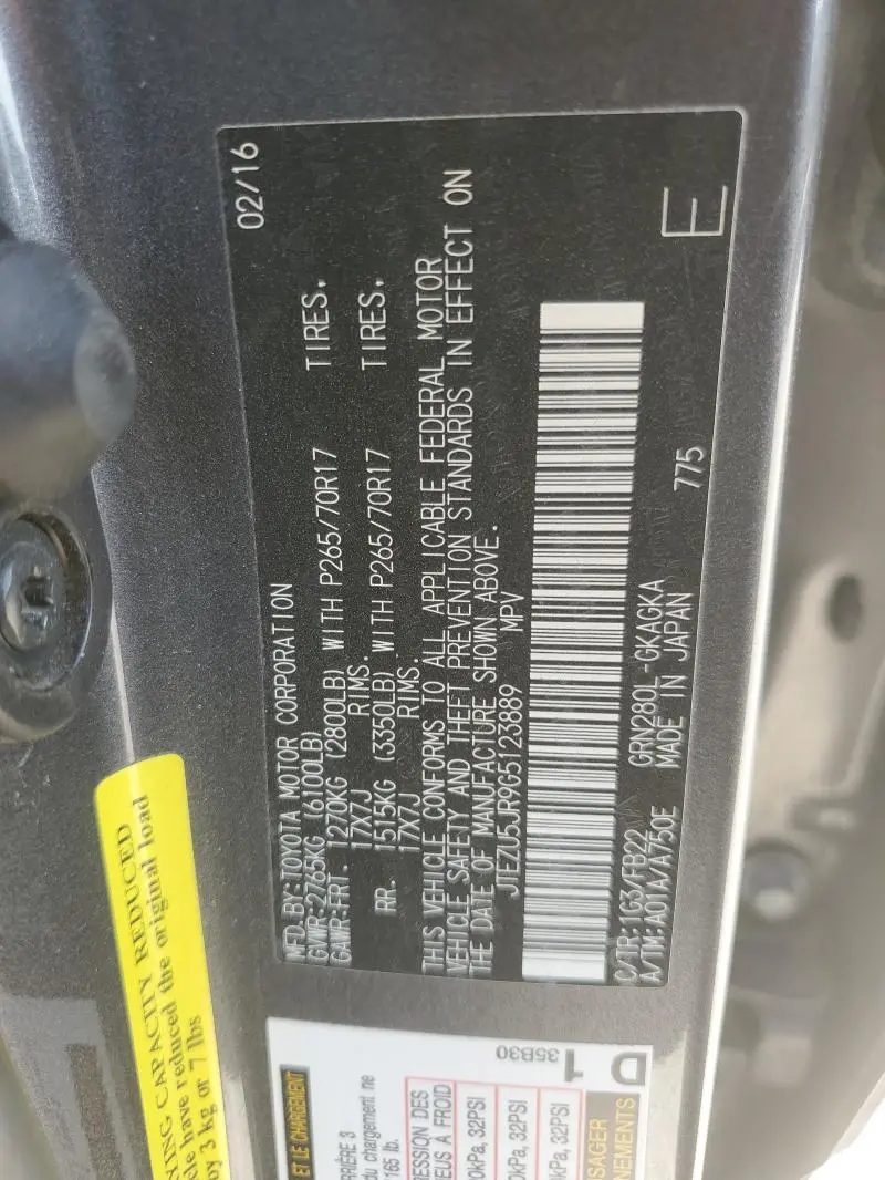 2016 TOYOTA 4RUNNER SR5  