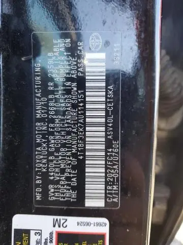 2010 TOYOTA CAMRY BASE  