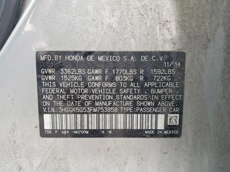 2015 HONDA FIT LX  