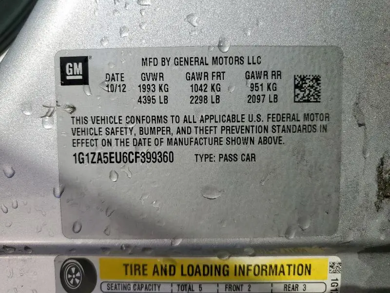 2012 CHEVROLET MALIBU LS  
