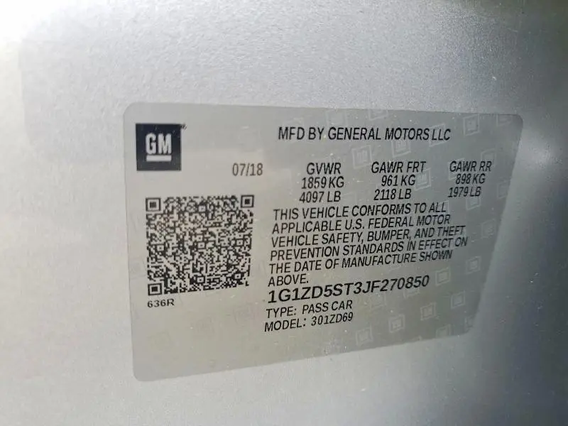 2018 CHEVROLET MALIBU LT  