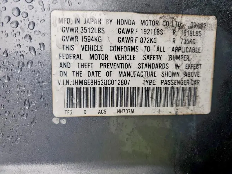 2013 HONDA FIT SPORT  