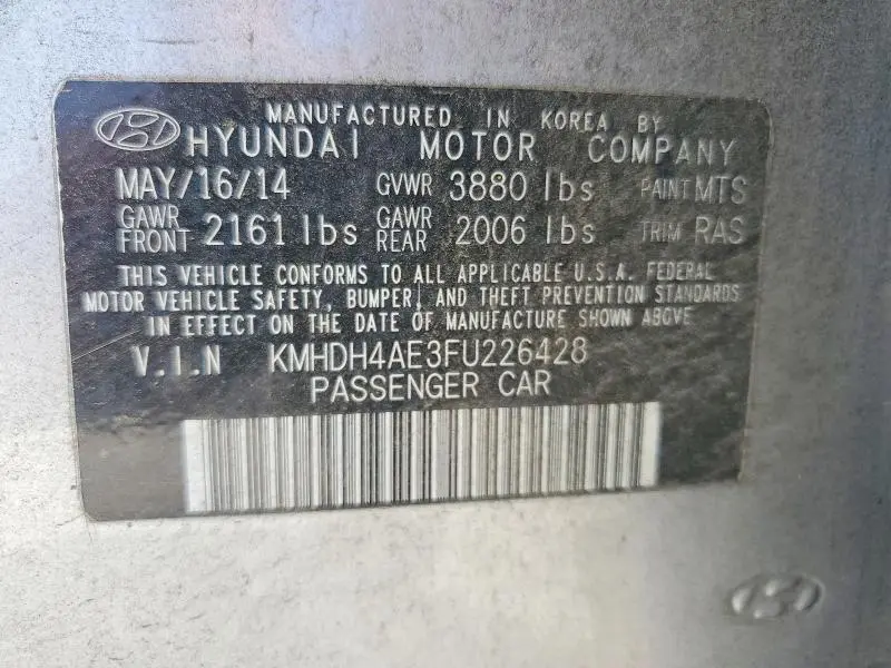 2015 HYUNDAI ELANTRA SE  