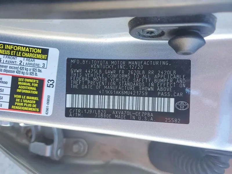 2021 TOYOTA CAMRY XSE  