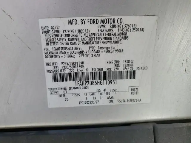 2017 FORD TAURUS SE  