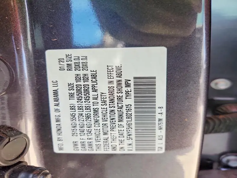2020 HONDA PILOT   