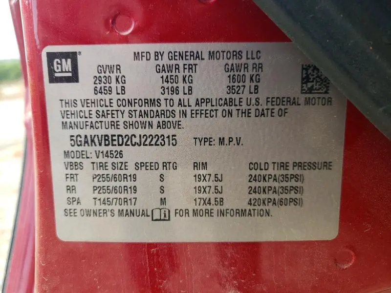 2012 BUICK ENCLAVE   