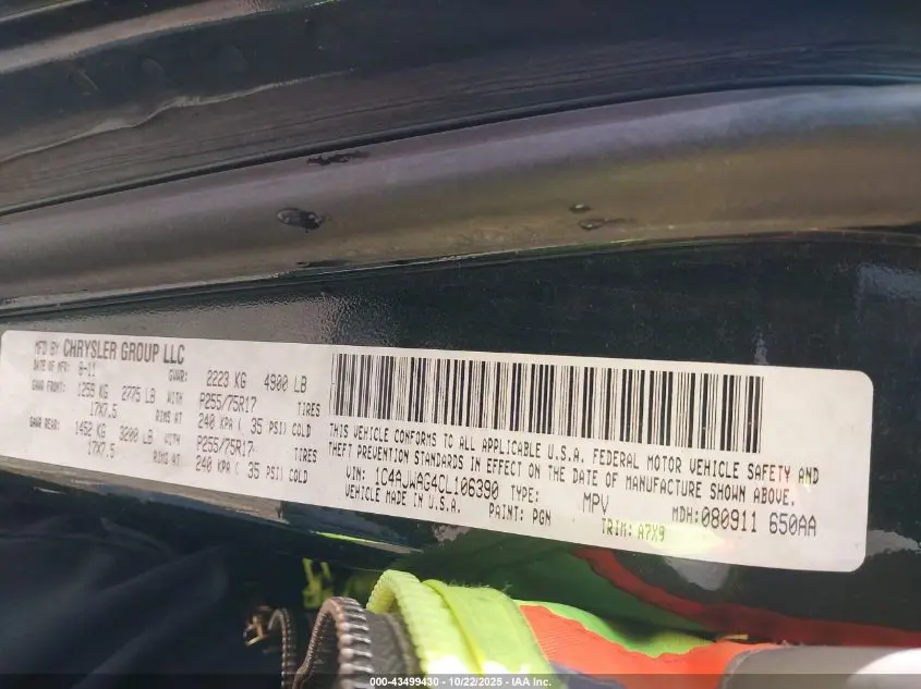 2012 JEEP WRANGLER SPORT