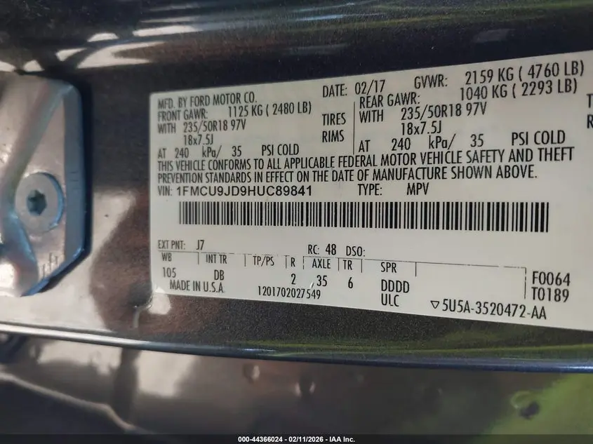 2017 FORD ESCAPE TITANIUM