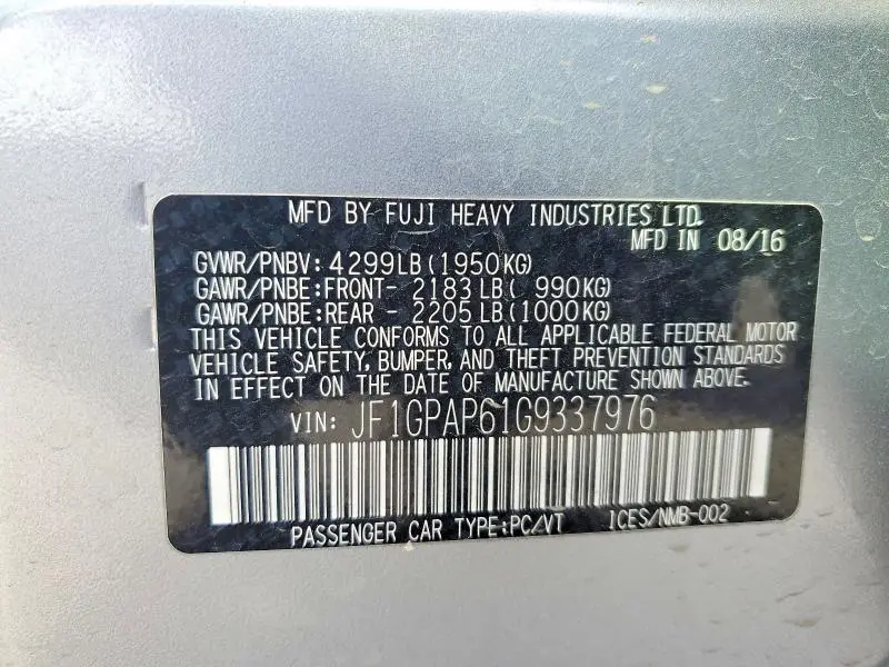 2016 SUBARU IMPREZA SPORT PREMIUM  