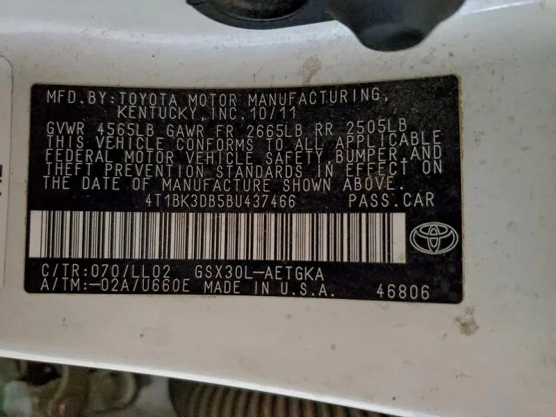 2011 TOYOTA AVALON BASE  
