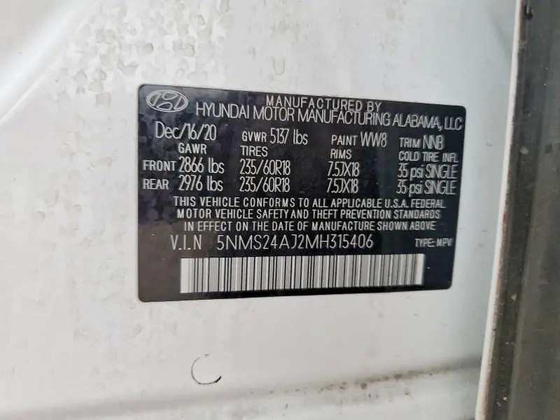 2021 HYUNDAI SANTA FE SEL  