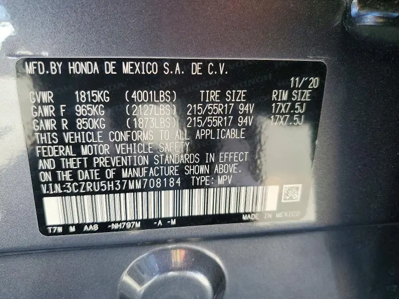 2021 HONDA HR-V LX  