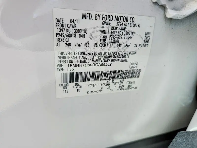 2011 FORD EXPLORER XLT  